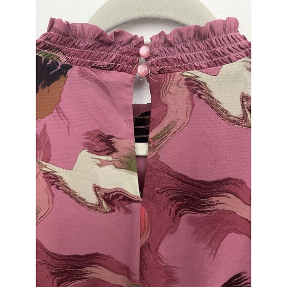 Nine West Women's Long Sleeve Belted Chiffon Mini Dress Large Mock Neck - Picture 8 of 14